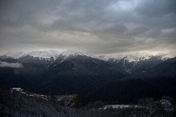 mountains in the snow