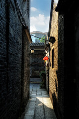 Narrow street  of ceramics Village, Ancient Nanfeng Kiln Cultural and Creative Zone, Shiwan Town, Foshan, Guangdong, China.