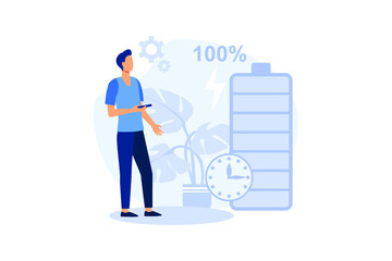 Battery runtime  flat modern design illustration