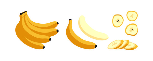 Banana on white background. vector illustration