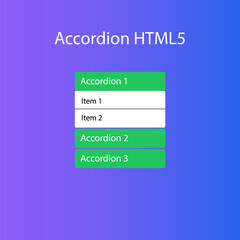 Html accordion menu for the website. Web interface template. User interface. Vector illustration.