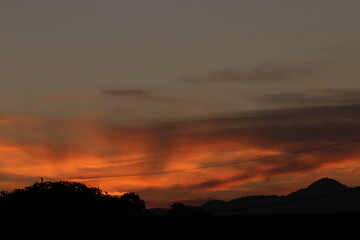Orange light ,silhouette and clouds sky in the morning