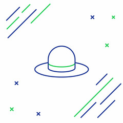 Line Man hat with ribbon icon isolated on white background. Colorful outline concept. Vector