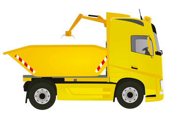 Yellow garbage truck. vector illustration