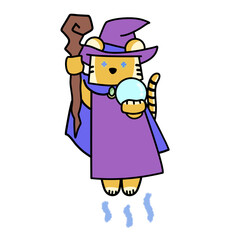 呪術を使う魔法使いの姿のトラのイラスト　RPG風