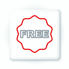 Line Price tag with an inscription Free icon isolated on white background. Badge for price. Promo tag discount. Colorful outline concept. Vector
