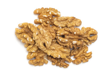 Tasty walnuts isolated on white background. Close up