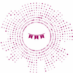 Purple Carnival garland with flags icon isolated on white background. Party pennants for birthday celebration, festival decoration. Abstract circle random dots. Vector
