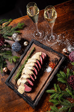 Roast Beef Fillet On The Christmas Table