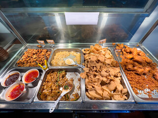 Asian hotpot fresh dishes display