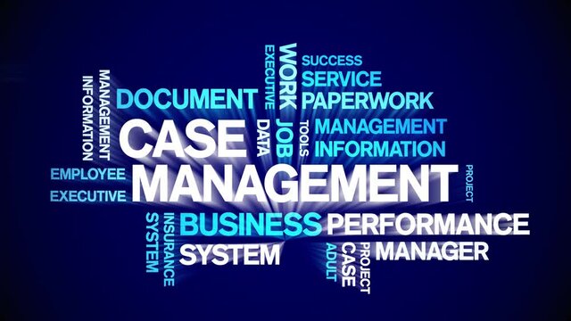 4k Case Management Animated Tag Word Cloud;Text Design Animation typography seamless loop.