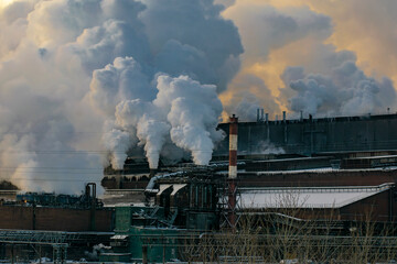 Industrial and structural steelmaking. Ecological concept.