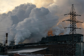 Industrial and structural steelmaking. Ecological concept.