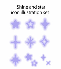 輝き効果と星のアイコンイラストセット