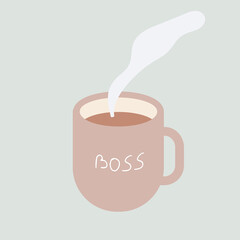 Boss woman coffee mug. Vector illustration.