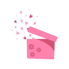 Valentine's Day. Gift with hearts. Vector illustration. Wedding, birthday
