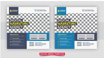 Digital marketing agency and corporate social media post template design. Creative business marketing banner for social media post template