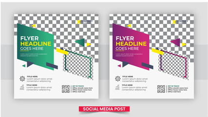 Digital marketing and corporate social media post and web banner design template set. Business podcast social media post template design. Set of modern banner design with place for the photo.