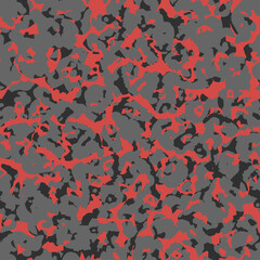 Abstract vector military camouflage background. Seamless urban camo pattern. Red, gray and black color texture