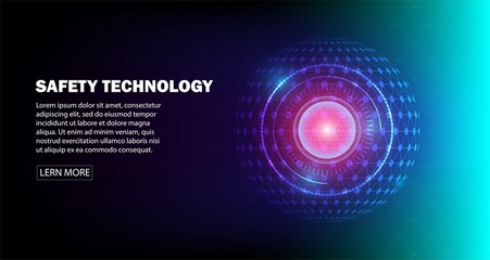 Smart network and Connection technology  for internet business. Global Network And Telecom Abstract Technology Background Security Technology Concept Hi-tech Innovation Circle Neon Blue Background 