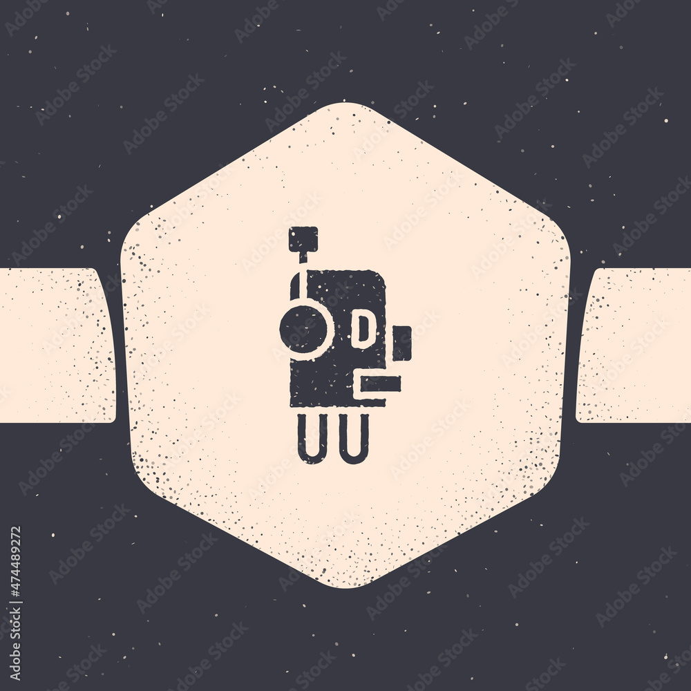 Aufkleber grunge robot icon isolated on grey background. artificial intelligence, machine learning, cloud comp