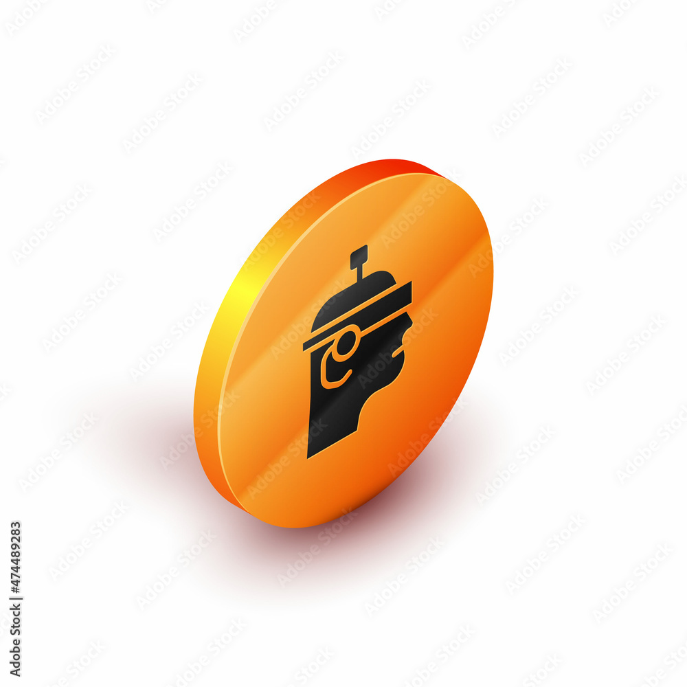 Poster isometric smart glasses mounted on spectacles icon isolated on white background. wearable electronic