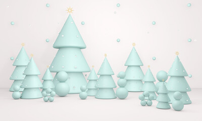 Christmas day for Party and Celebrations in Wall Background. 3D illustration, 3D rendering