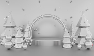 Christmas day for Party and Celebrations in Wall Background. 3D illustration, 3D rendering	
