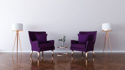 Room interior with Wall Background. 3D rendering ,3D illustration	
