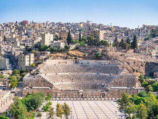 The Roman Theater one of the most important tourist attractions in Amman, Jordan.