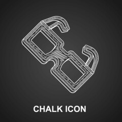Chalk Eyeglasses icon isolated on black background. Vector