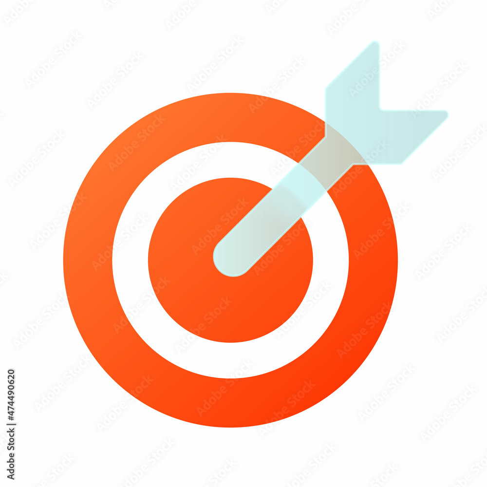 Aufkleber Vector modern trend icon in the style of glassmorphism with gradient, blur and transparency. target with an arrow target symbol and icon