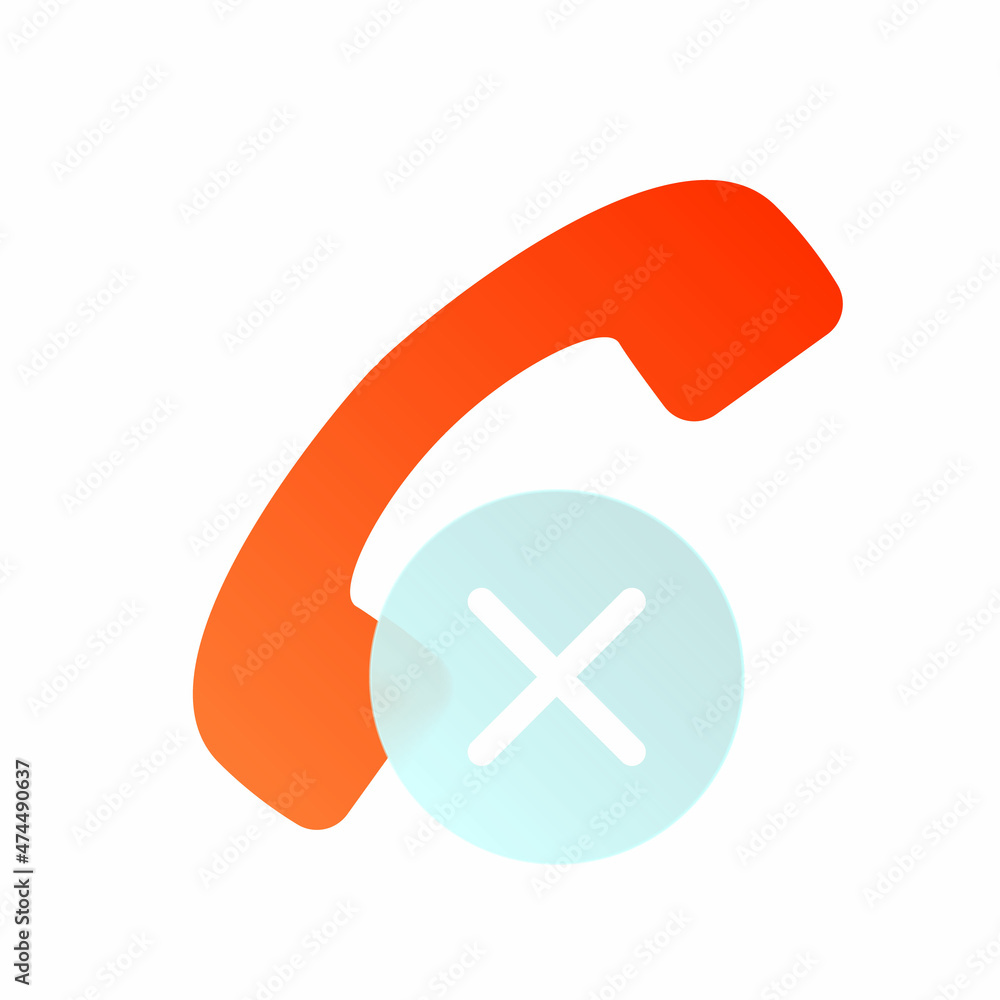Aufkleber Vector modern trend icon in the style of glassmorphism with gradient, blur and transparency. unanswered call and phone symbol and icon