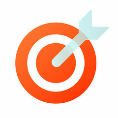 Vector modern trend icon in the style of glassmorphism with gradient, blur and transparency. target with an arrow target symbol and icon