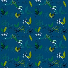Fototapeta na wymiar Seamless flower pattern with dandelion on background for fabrics and textiles