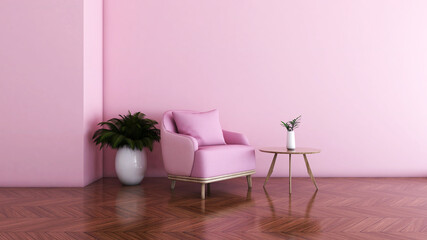 Room interior with Wall Background. 3D rendering ,3D illustration	
