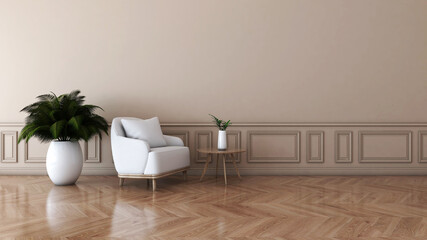 Room interior with Wall Background. 3D rendering ,3D illustration	

