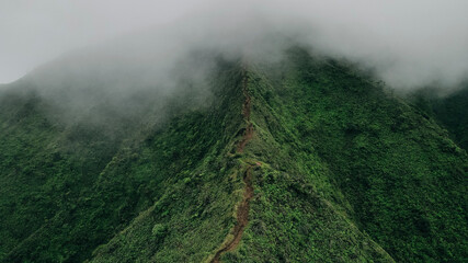 Mountain top views in Oahu. Moanalua Valley Trail in hawaii