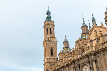 Fototapeta na wymiar Basilica of Nuestra Señora del Pilar in the city of Zaragoza, next to the Ebro river in Aragon. Spain