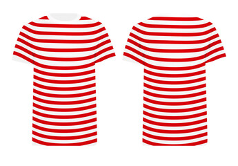 White and red striped t shirt jersey. vector