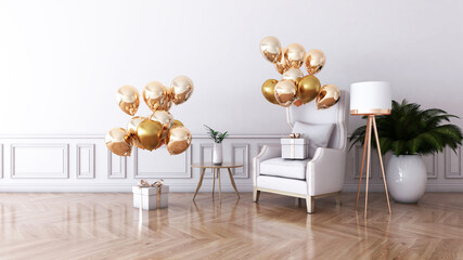 Room interior with Wall Background. 3D rendering ,3D illustration	
