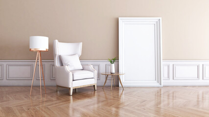 Room interior with Wall Background. 3D rendering ,3D illustration	

