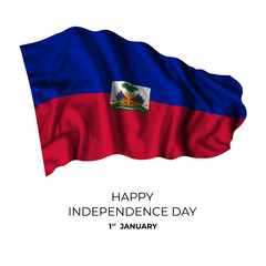 Haiti isolated flag for independence day card