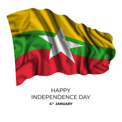 Myanmar isolated flag for independence day card