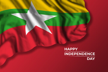 Myanmar independence day card with flag