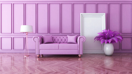 Room interior with Wall Background. 3D rendering ,3D illustration	
