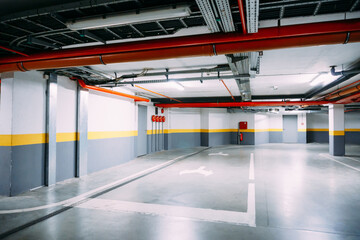 Corridor of a large heated underground car park