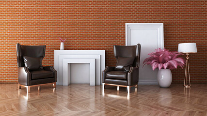 Room interior with Wall Background. 3D rendering ,3D illustration