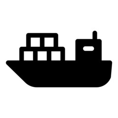 Cargo Ship Flat Icon Isolated On White Background