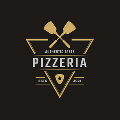 Vintage Classic Emblem Badge Spatula Pizza Pizzeria Logo Design Inspiration